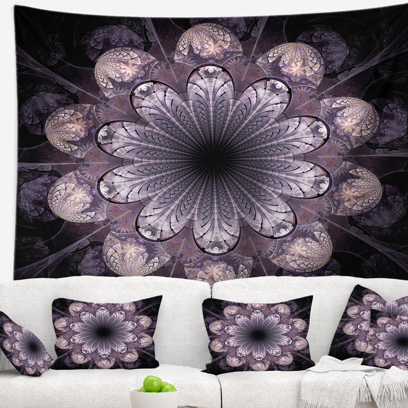 Tapisserie de motif fleur abstraite, H 32 po x l 39 po