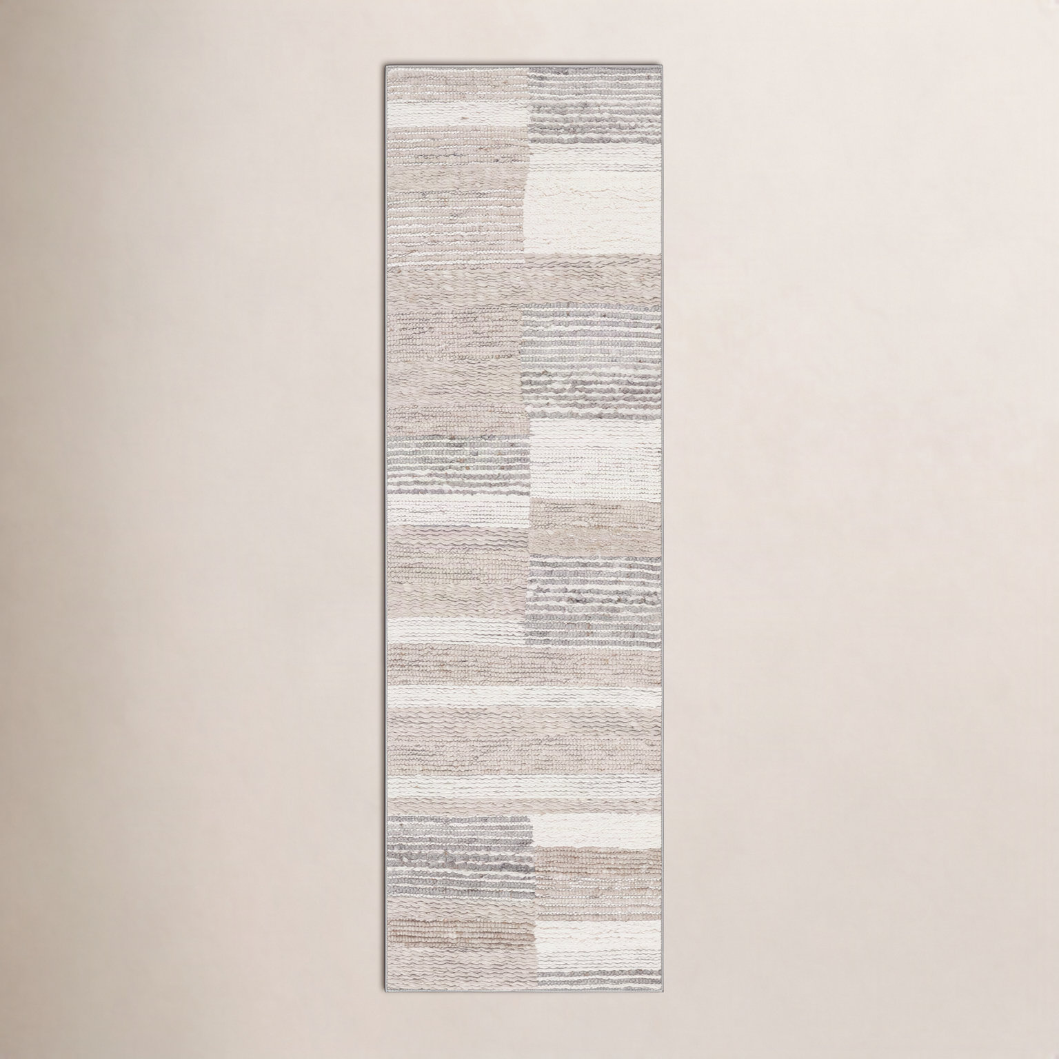 Wyly Natural Ivory Hand-Woven Geometric Rug, Runner 2'3" x 8'