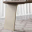 Bureau courbé en bois manufacturé brun noisette + blanc beige avec 1 tiroir-420606061