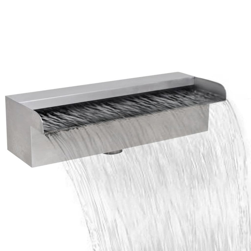 Waterfall Pool Fountain Spillway Waterfall Fountain Stainless Steel, 3.15" H x 11.8" W x 4.5" D