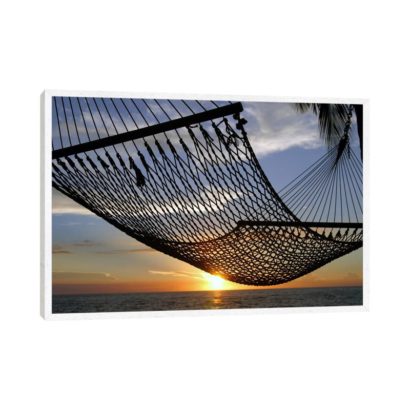 Hawaii Sunset - Print on Canvas, 66.04 cm H x 45.72 cm W, White Floater Framed