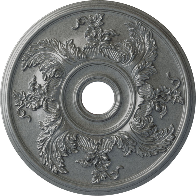 Endurathane Acanthus Twist Ceiling Medallion, 23 5/8"OD x 4 5/8"ID x 1 7/8"P (Fits Canopies up to 8 3/8"), Hand-Painted Platinum Finish