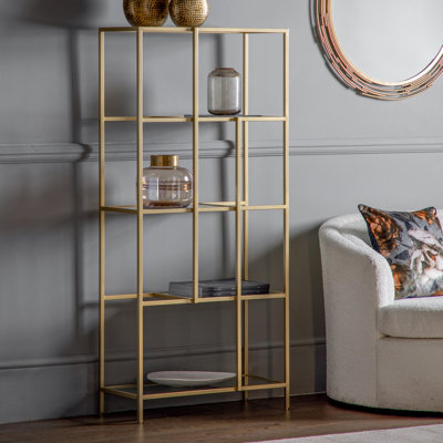 Carmo 150cm H x 70cm W Glass Etagere Bookcase