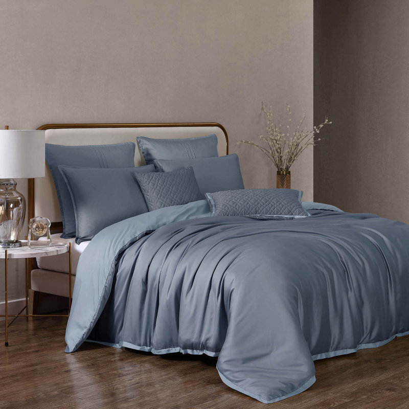 Literie Noble Tence Tencel Lyocell, Édredon très grand + 2 taies décoratives très, Bleu