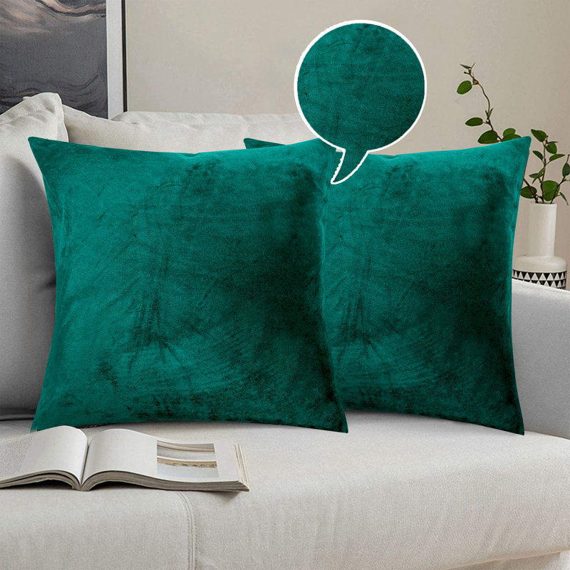 Skrolan Crushed Velvet Scatter Cushion Cover, Green Emerald