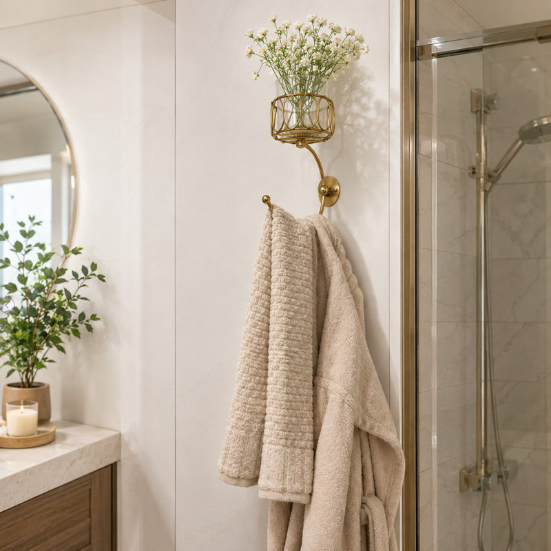 Porte-serviettes mural avec tablette à bougies, support à serviettes en acier inoxydable antirouille pour la décoration de salle de bain, porte-serviettes rétro peu encombrant pour serviettes, robes et accessoires