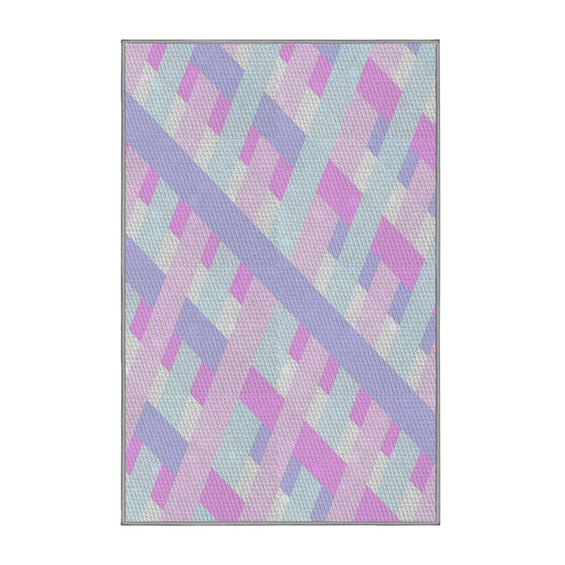 Tapis rose à motif géométrique Kleio, Rectangle 7 pi x 9 pi