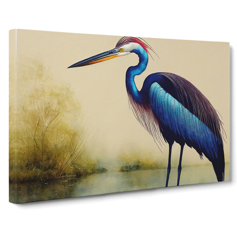 Watercolour Heron Bird Vol.1 - Wrapped Canvas, 40cm H x 60cm W x 3cm D