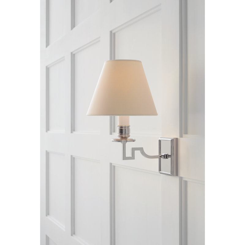 Alexa Hampton Dean Single Arm Sconce, Paper, Polished Nickel