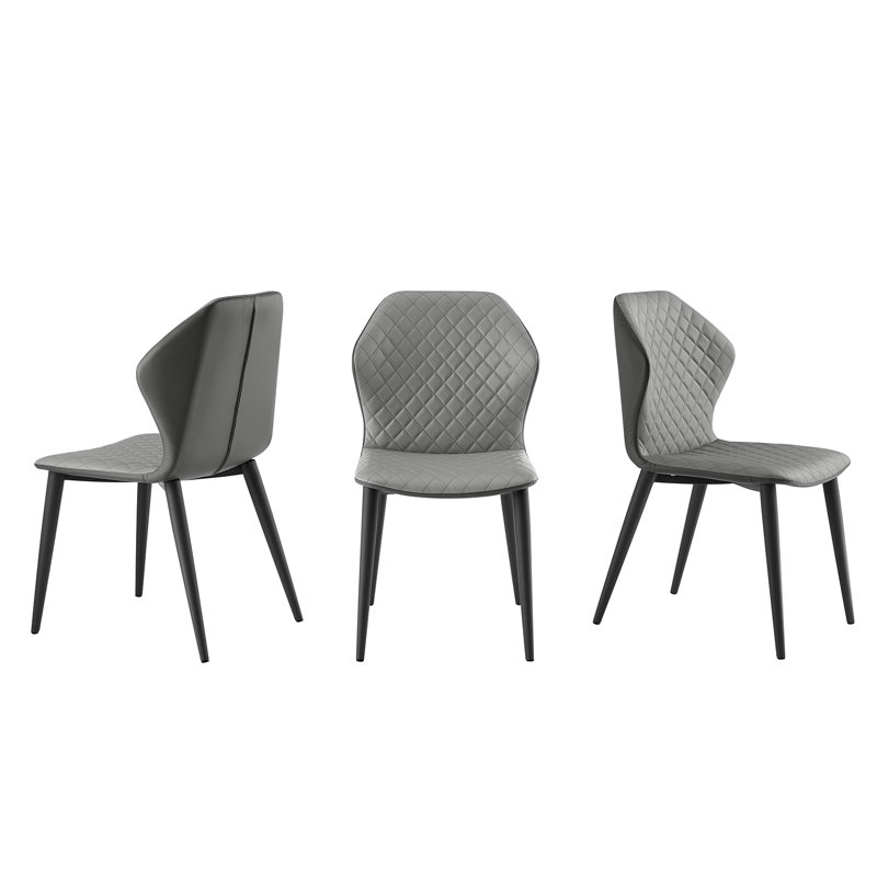 Chaise d'appoint en cuir Olivia, Gris, Noir