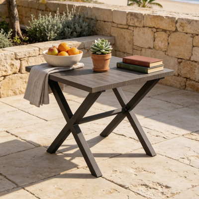 Table d'appoint de patio, table basse d'extérieur carrée résistante aux intempéries