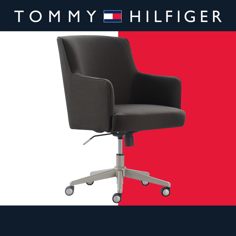 Tommy Hilfiger Belmont Home Office Chair with Stainless Steel Base and Smooth Rolling Casters, Gray