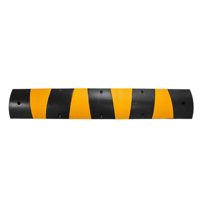 2-Pack Heavy Duty Rubber Speed Bumps for Driveway - Modular Cable Protector Ramp with High Visibility Yellow Stripes