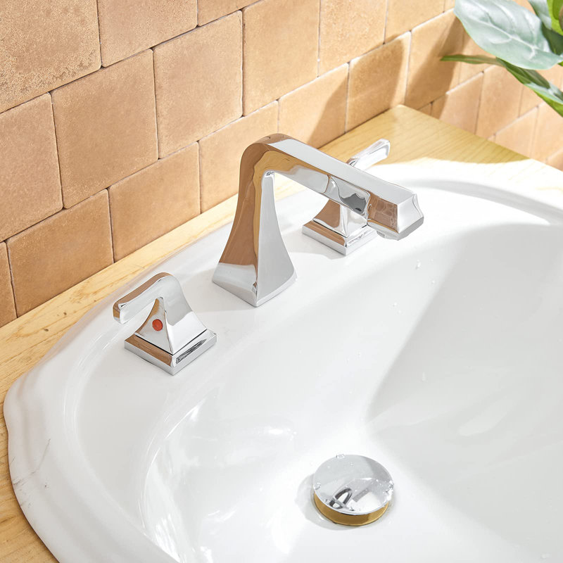 Widespread 2-handle Bathroom Faucet with Drain Assembly, Polished Chrome