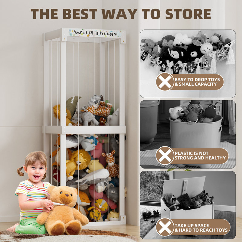 Raylyn Rebrilliant Solid Wood Toy Organizer, White