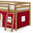 Roxy Twin Wood Junior Loft Bed - Cinnamon Frame with Red and Blue Bottom Tent-1391831505-1391831502