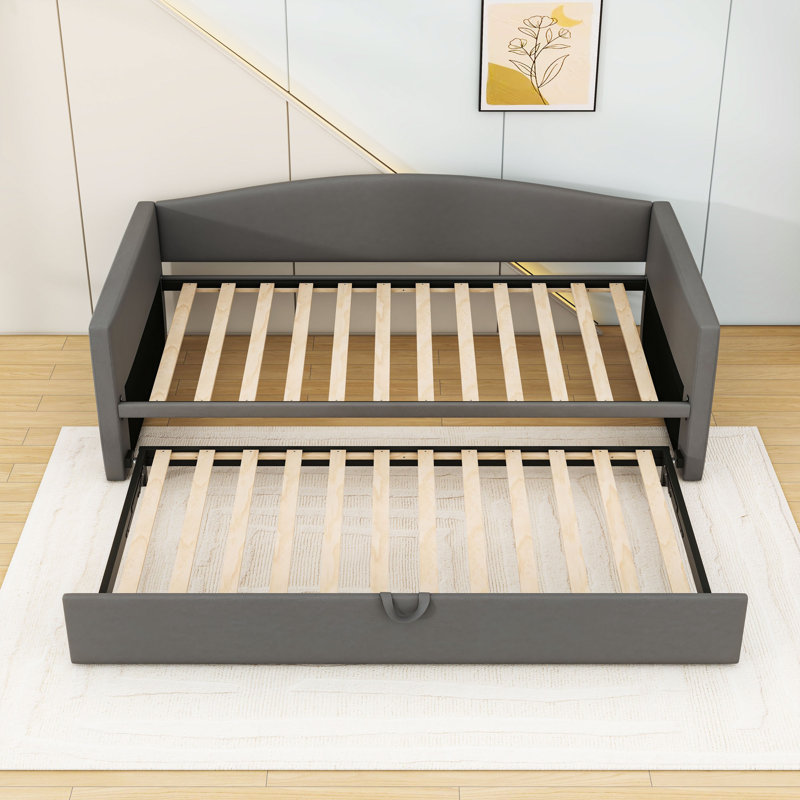 Lit de jour simple avec couchette escamotable, Gris