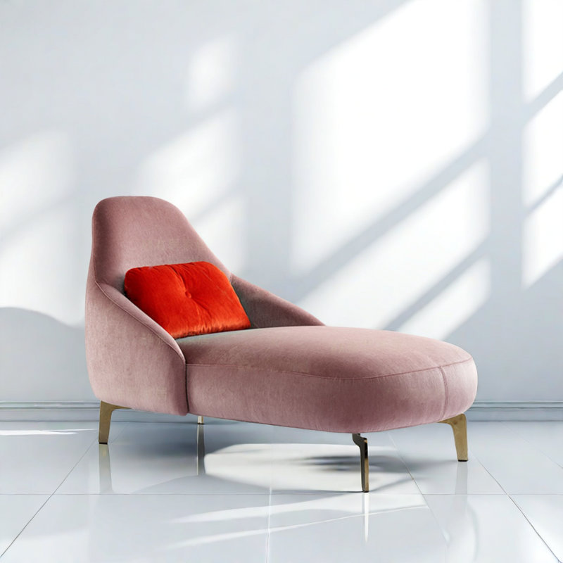 Chaise longue rembourrée Cheniece, Mélange de polyester rose