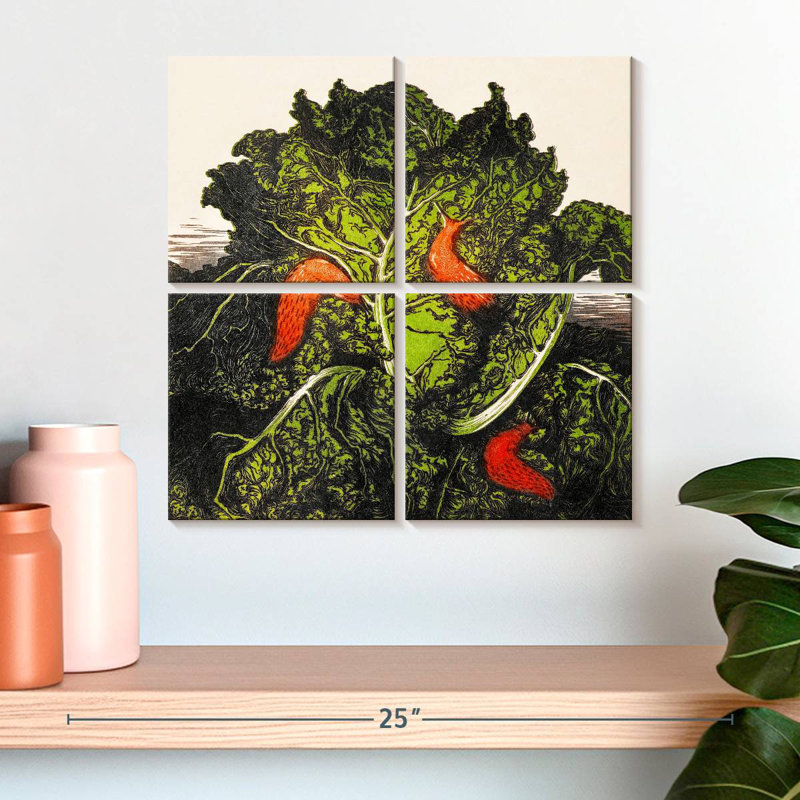 Yarlin Three Slugs On A Cabbage, 18" H x 18" W