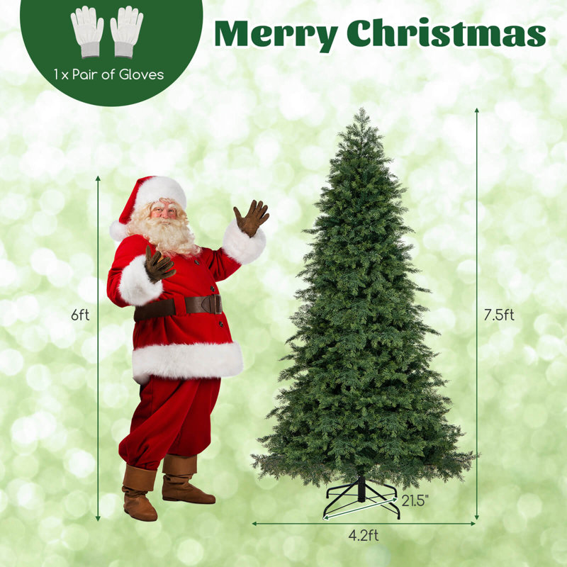 Arbre de Noël artificiel 7,5 pi avec embouts en PVC 1019 et support en métal pliable