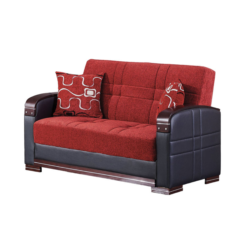 Causeuse à accoudoirs ronds 63 po, Chenille rouge
