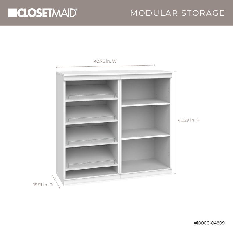 Modular Storage 21.38" W 7 Shelf Wood Closet System with Shoe Storage, White