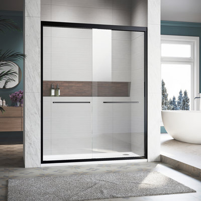 Sliding Shower Glass Door. W X 72 In. H, Adjustable Semi Frameless Shower Door, Certified Thick Clear Clear Tempered Glass, Handles