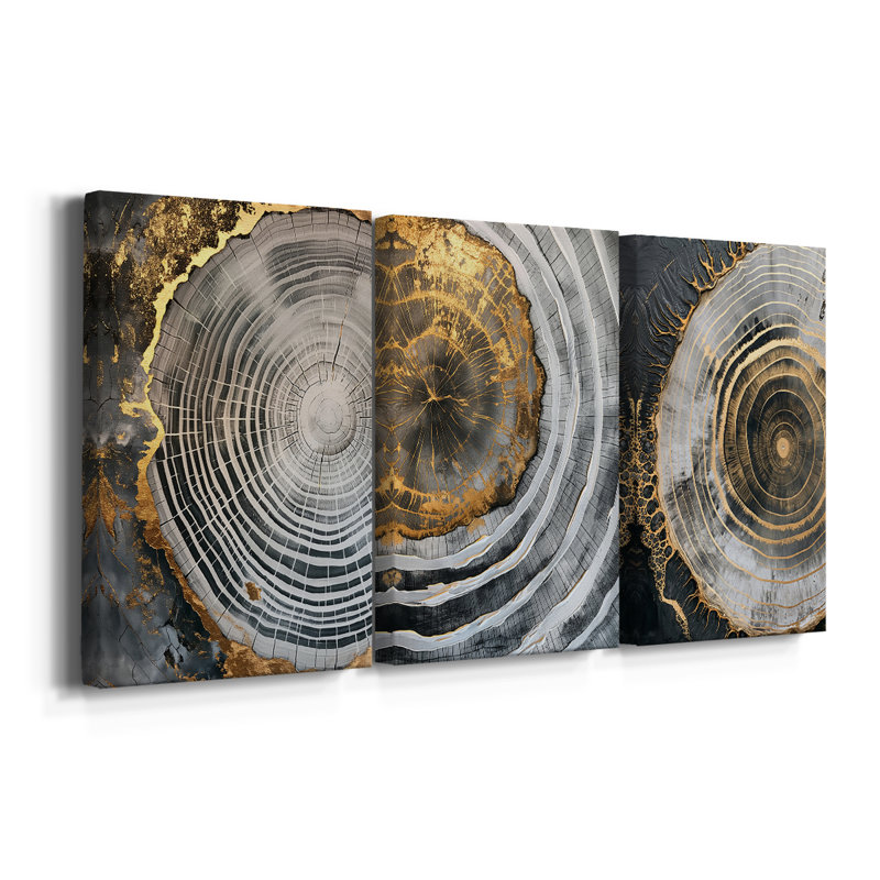 Série ABSTRACT CCLI - Toile tendue sur mesure - 3 pièces, H 60 po x l 120 po
