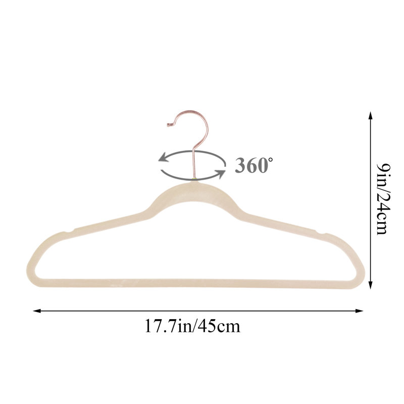 Mackaylee Non-Slip Velvet Hangers with Swivel Hook , Beige