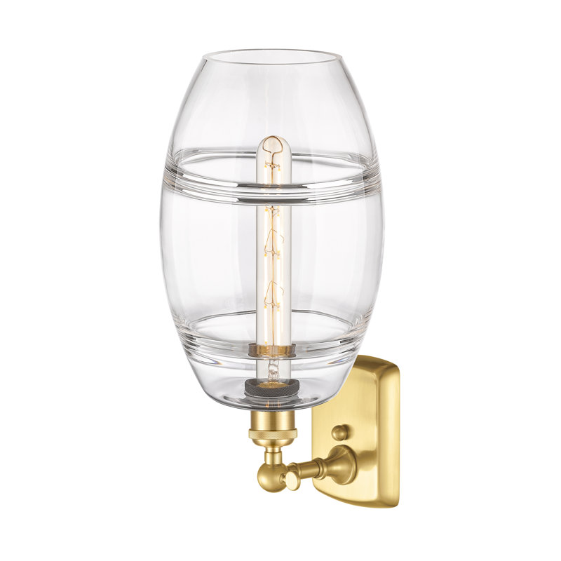 Applique murale en acier Bettylou, Or satiné, H 10,88 po x l 8 po x P 8,13 po, Transparent
