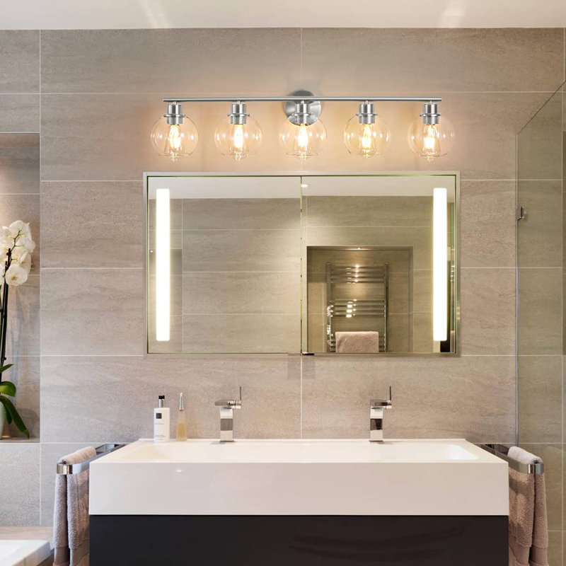 Éclairage de meuble-lavabo à intensité variable Aanay, 5, Nickel
