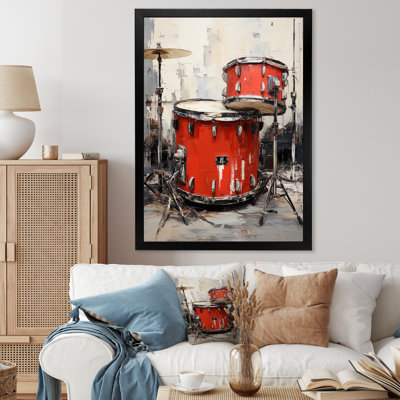 Red Drum Beat Portrait - Music Wall Art