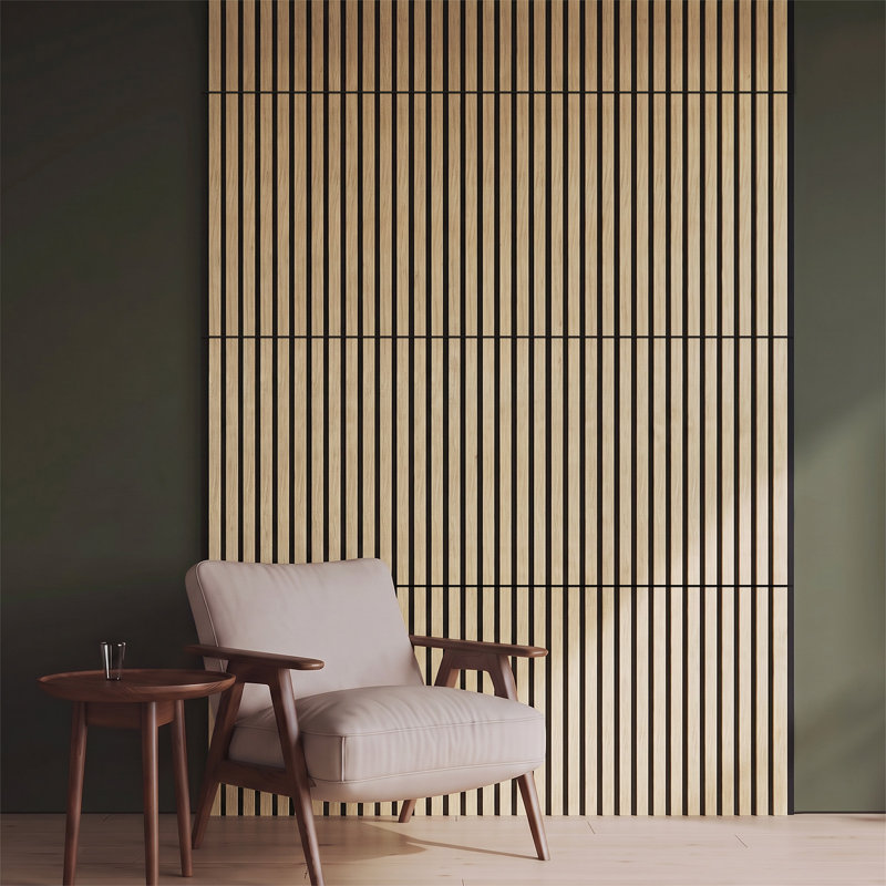 16-Pack Self-adhesive Acoustic Wood Slat Wall Panels for Interior Decor
