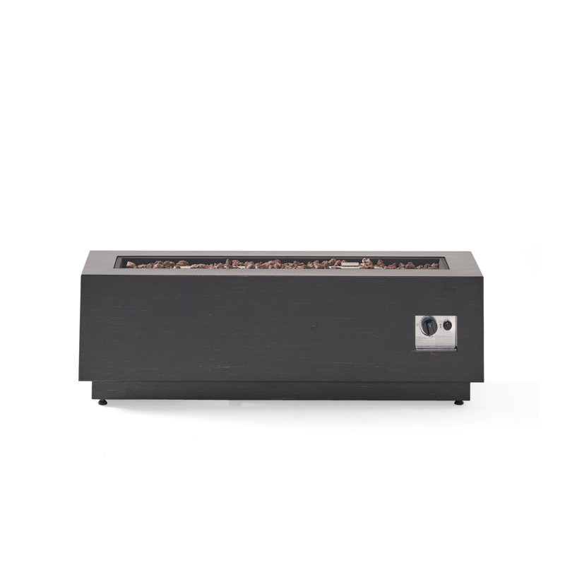 Outdoor 50,000 BTU Rectangular Iron Propane Fire Pit, Dark Grey (Tank Cover not Included)