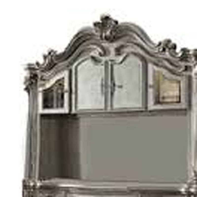 Bureau d'ordinateur 76 po à fixation murale en bois massif avec quatre tiroirs et cinq tiroirs Platinum