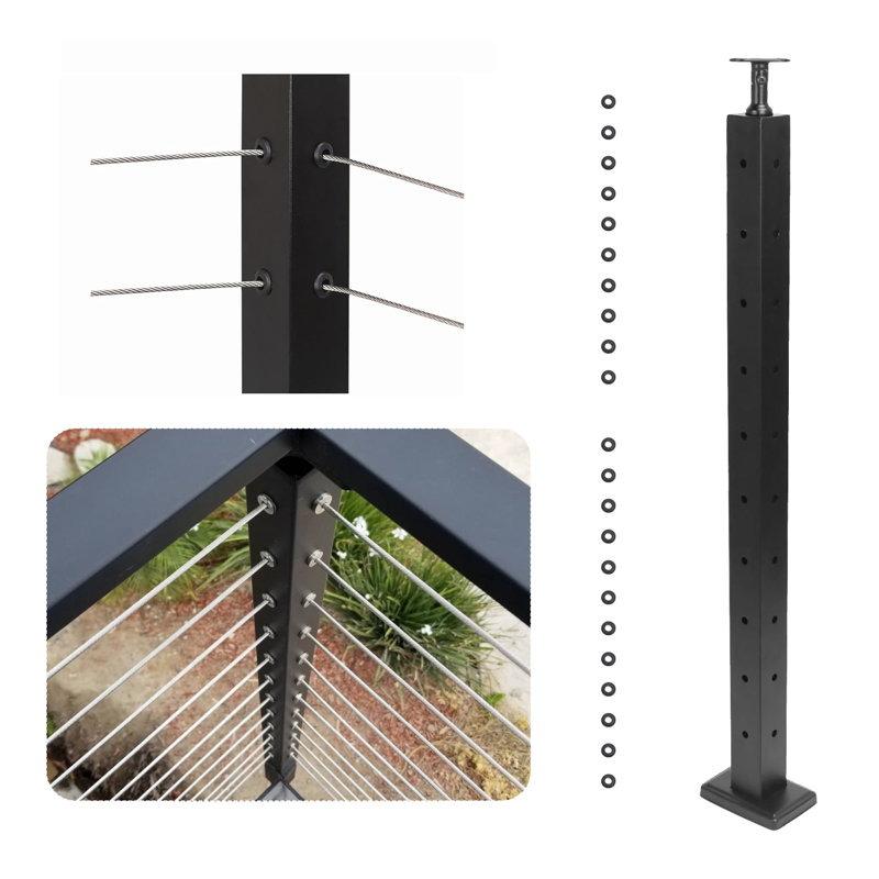 36" L-drilled Cable Railing Post Corner Post