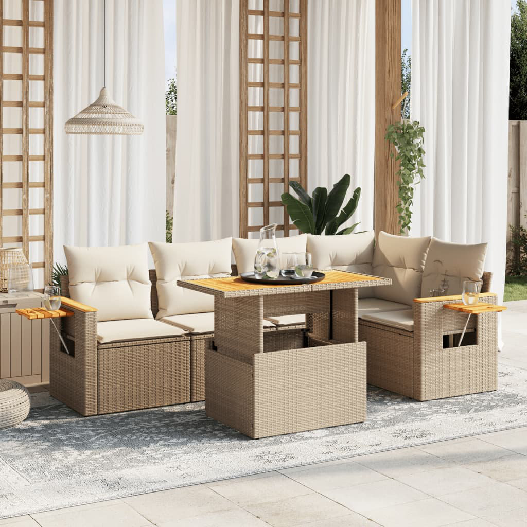 Vidaxl 6-Tlg. Garten-Sofagarnitur Mit Kissen Schwarz Polyrattan