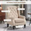 Chaise d'appoint Mid-Century, fauteuil à oreilles haut, fauteuil rembourré en tissu capitonné, bois-1469828919