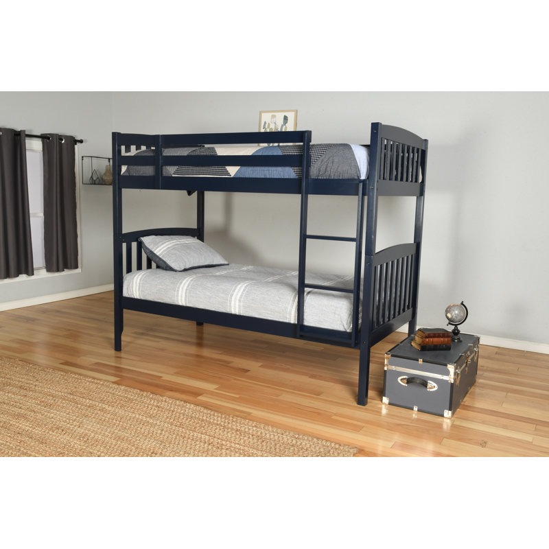 Blumberg Twin Over Twin Solid Wood Standard Bunk Bed by Viv + Rae, Mattresses Not Included, Navy, Twin Over Twin