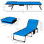 Chaise longue bleue avec option pliable - dossier inclinable, siège rembourré, poche latérale et pour cour, patio, bain de soleil, plage pliante, cour
