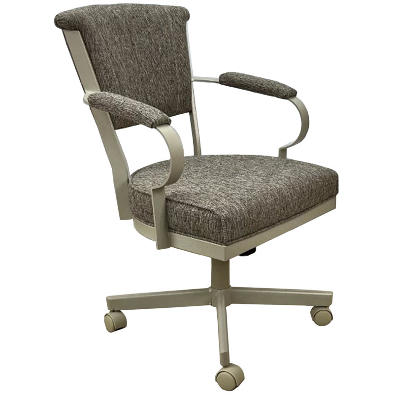 Chaise avec accoudoirs en métal Urial, Bois flottant Hemsath, Beige