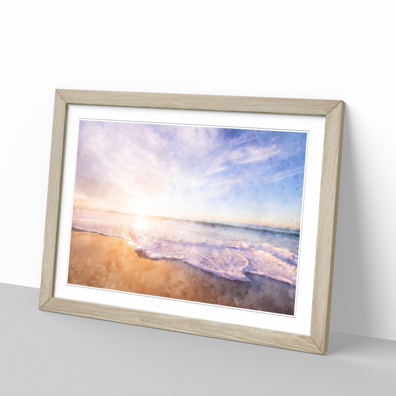 San Diego Beach - Single Picture Frame Painting on MDF, 24cm H x 33cm W x 2cm D, Oak Framed