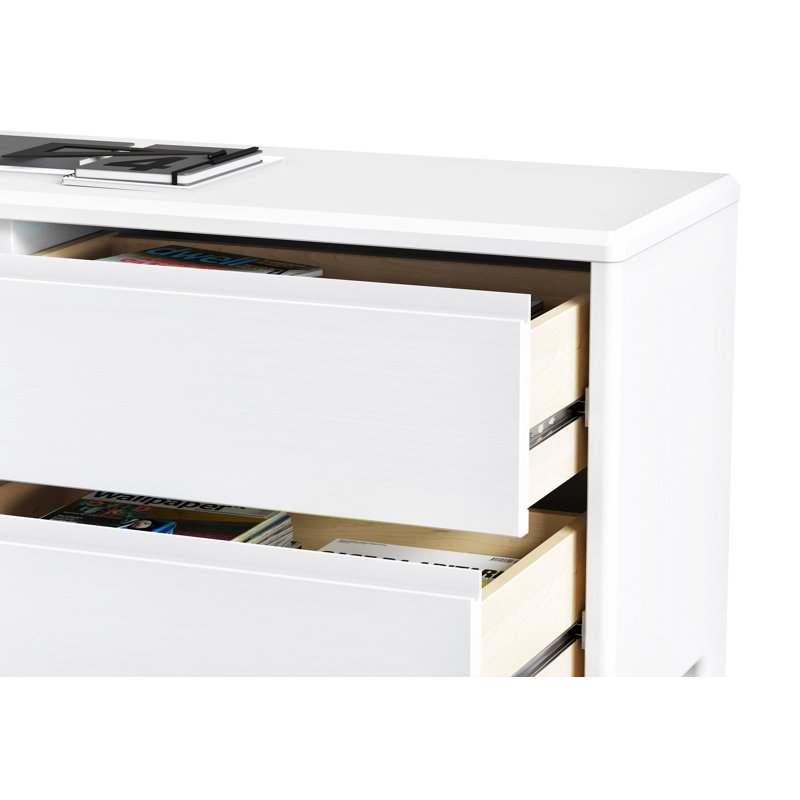 Forgue L-Shaped Solid Wood Accent, White, White