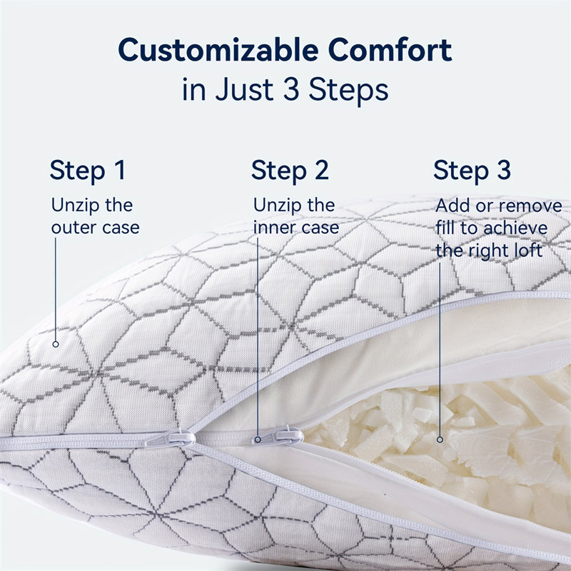 King Size White Cooling Gel Memory Foam Pillows Set of 2