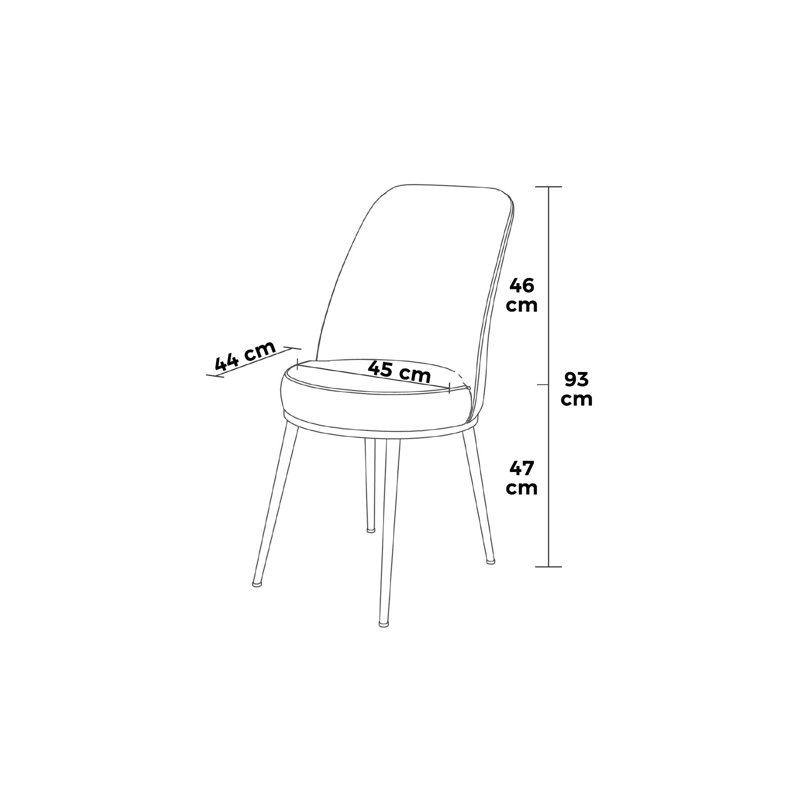 Ensemble de chaises modernes (2 pièces), noir et or, 17,7 po x 35,8 po x 16,5 po | Structure 100% métal, tissu Babyface, dossier en mousse à 22 bandes et siège en mousse à 28 bandes | Conception élégante et glamour pour le salon et la salle à manger
