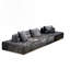 Canapé d'angle modulaire moderne 2 pièces avec dossiers amovibles, revêtement en chenille et cuir véritable, 336 cm de large, gris et noir
