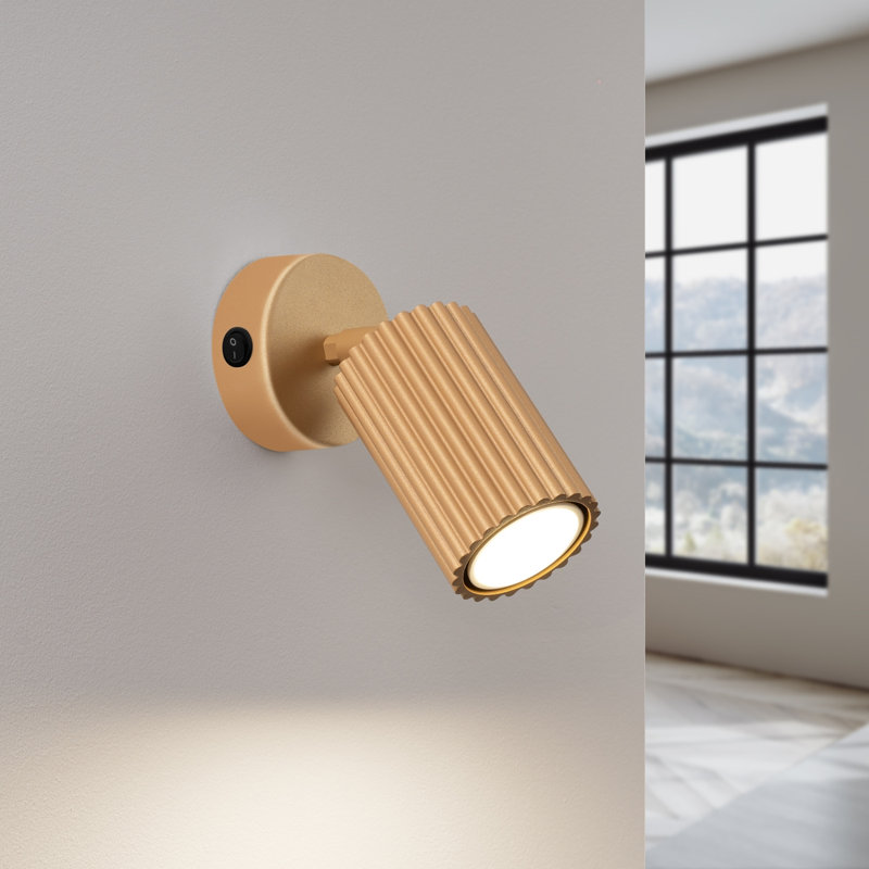Karbon Aluminium Wall Sconce, Wall lamp KARBON gold with a switch, Golden, 1 Light
