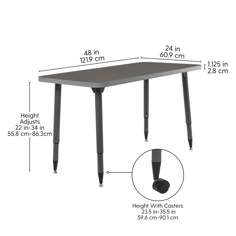 Table d'activité rectangulaire 24 x 48 avec pieds fuselés réglables Adapte, 24 po x 48 po, Cosmic Strandz / Mer du Nord