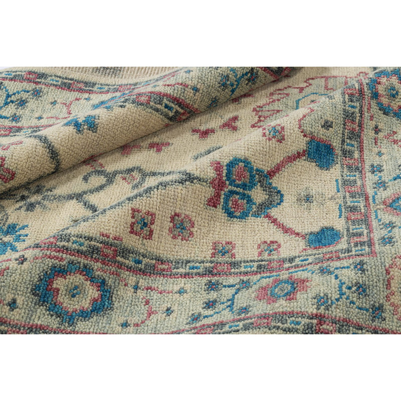 Rock My Classics Wool Oriental Area Rug in Ivory/Rose/Blue, Rectangle 3' x 5'