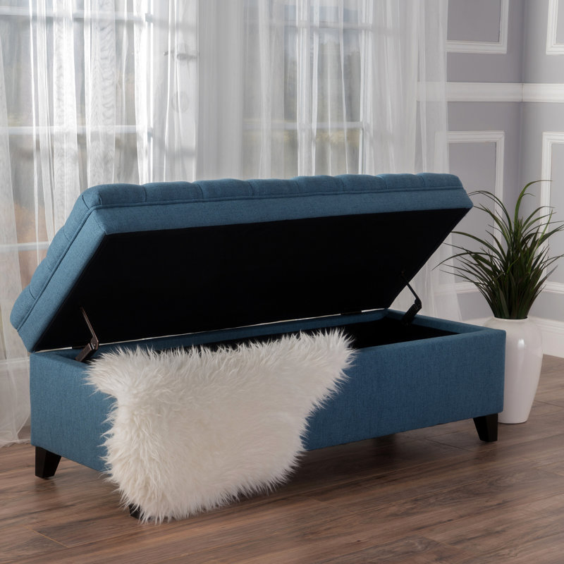 Rangement en tissu bleu avec structure stable et pieds en bouleau - Fabrication des pieds de l'accessoire de salon, Blue